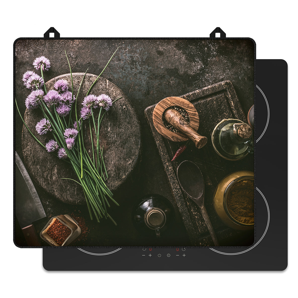 KitchenYeah© Inductie Beschermer 59x52 cm Keuken Decoratie Kookplaat Beschermer voor Inductiekookplaat Afdekplaat Anti Slip Mat - Peper - Specerijen - Knoflook - Hout print - Kruiden KitchenYeah© Inductie Beschermer 59x52 cm Keuken Decoratie Kookplaat Beschermer voor Inductiekookplaat Afdekplaat Anti Slip Mat - Peper - Specerijen - Knoflook - Hout print - Kruiden