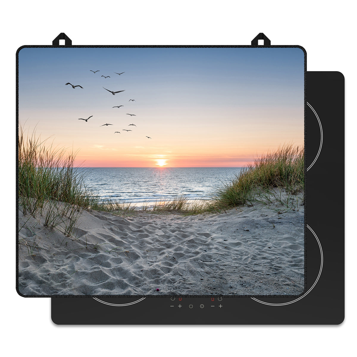 Inductie beschermer strand en duinen voor op de inductie kookplaat, vooraanzicht