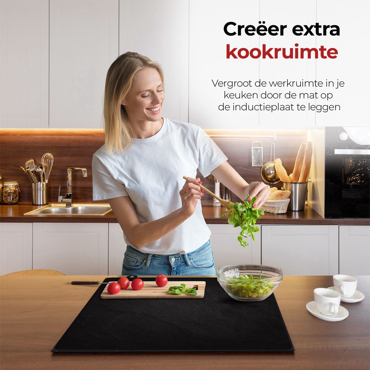 Inductie Beschermer - Zwarte Stenen Muur