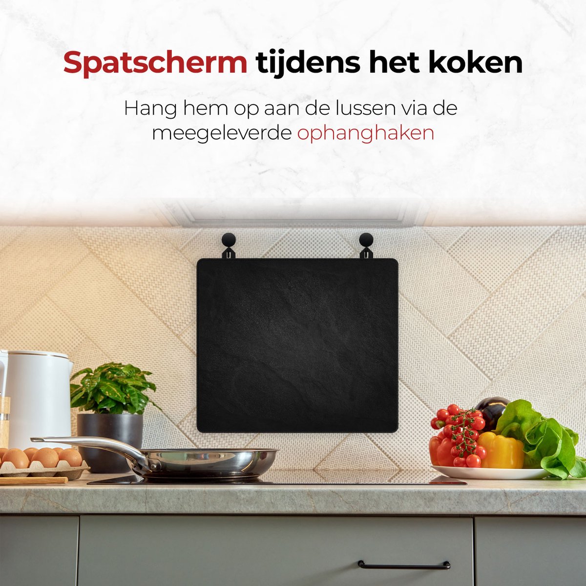 Inductie Beschermer - Zwarte Stenen Muur
