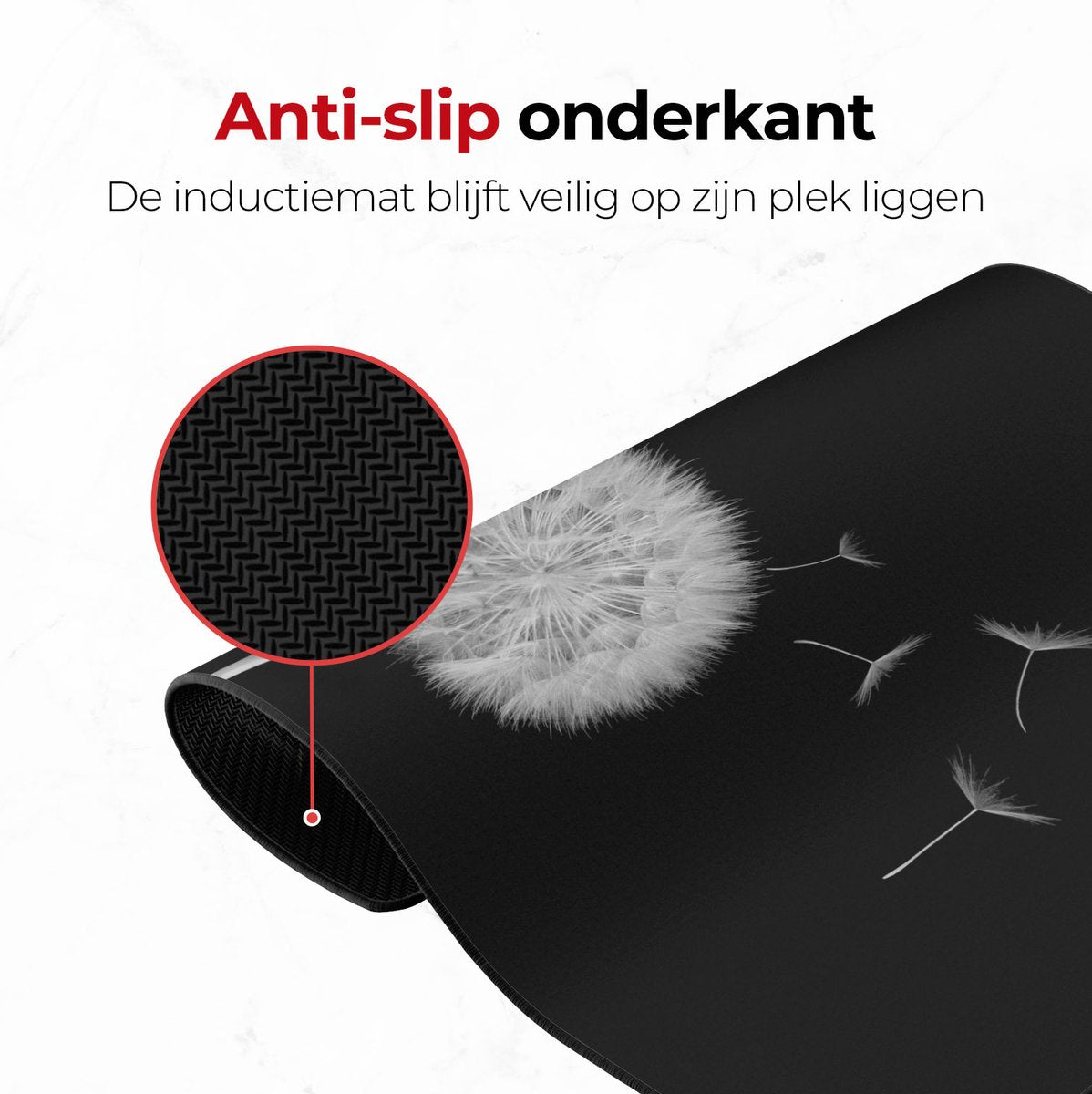 Inductie mat paardenbloem anti slip onderkant