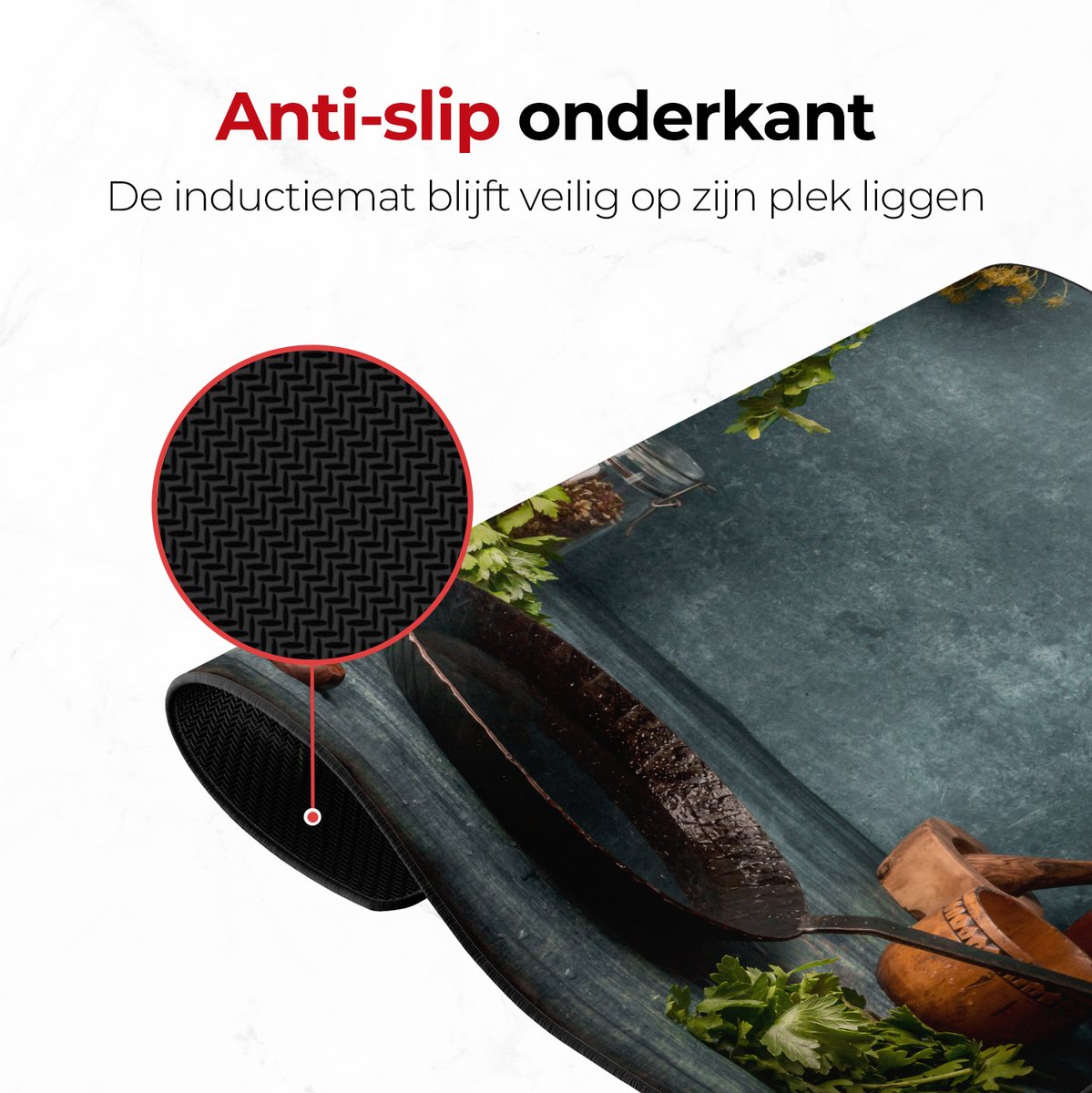 Inductie mat rustieke stilleven anti slip onderkant