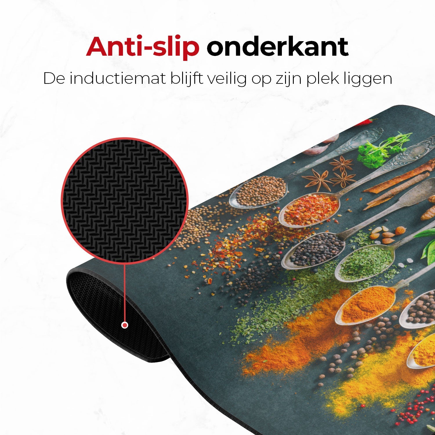 Inductie mat kruiden en specerijen lepels anti slip onderkant