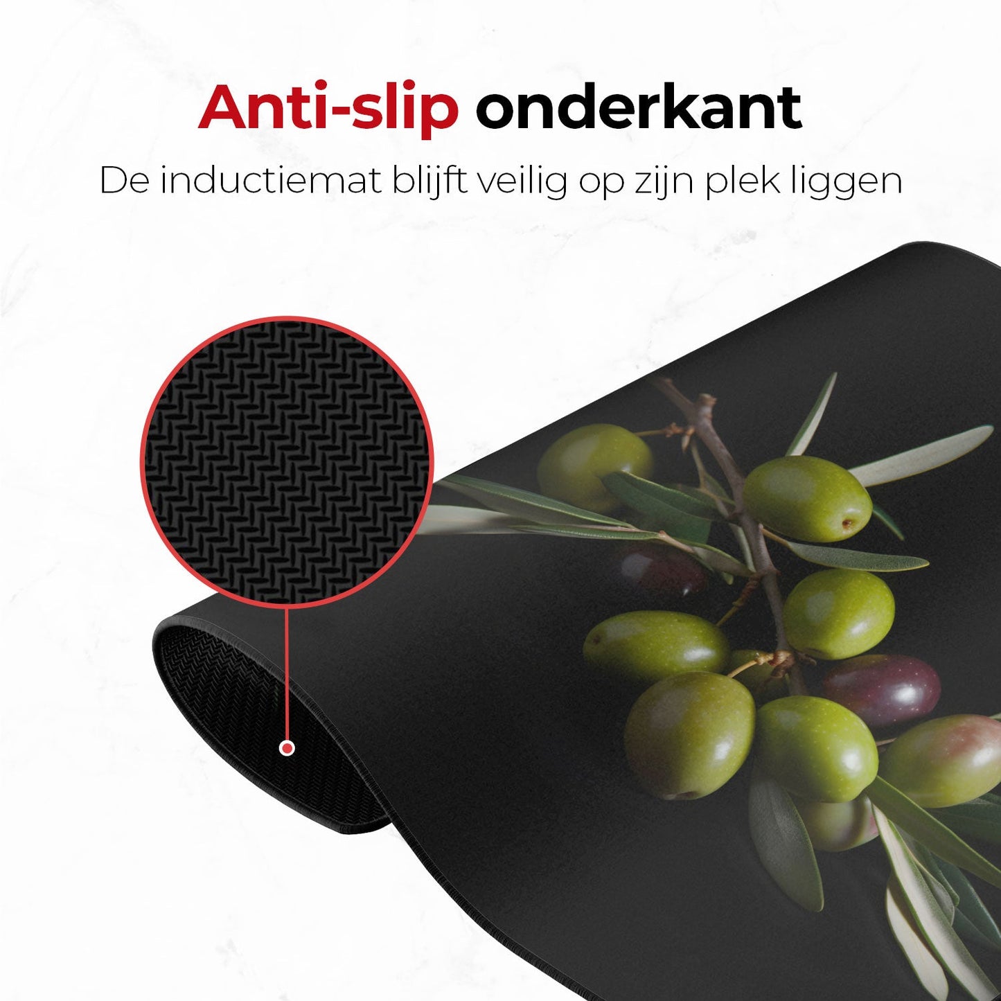 Inductie mat olijven anti slip onderkant